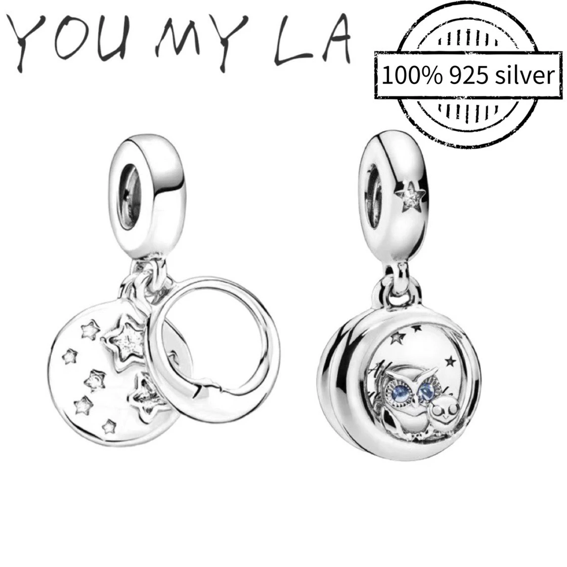 

New Original 925 Sterling Silver Sparkling Heart Bead Charms Rose Gold Fit Pan Charm Bracelets Women DIY Jewelry