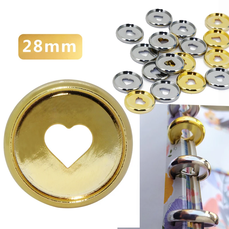 

100PCS 28MM Heart-Shaped Ring Buckle Suitable For Mushroom Hole Loose-leaf Notepad Color Plastic Love Disc Peach Heart Button