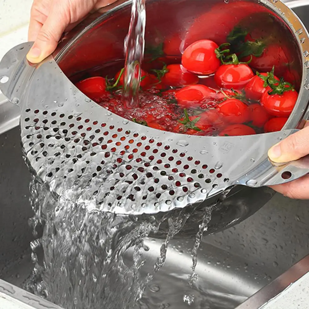 

1PC Strainer Stainless Steel Pasta Spaghetti Practical Draining Pot Draining Easy Pan Drainer Strainer Kitchen Tool For Hom N8E9