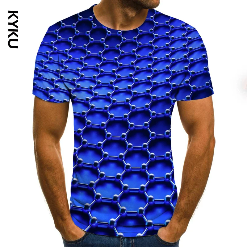 

KYKU New Arrival Fashion Mens Splash-ink 3D Printing Tees Shirt Short Sleeve T-Shirt O Neck Streetwear Harajuku Blouse Tops