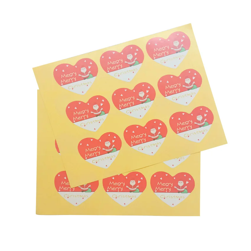 90 шт./лот наклейка с узором в виде снеговика сердца рождественская санта клаусом