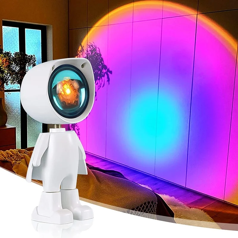 

USB-проектор для создания атмосферы робота, светодиодный светильник 360 °, закат, красный, радуга, проектор, лампа для ночного освещения