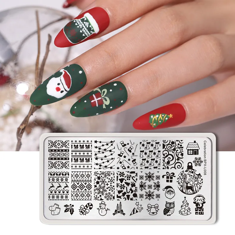Pattern 1 BORN PRETTY 1 шт Рождество ногтей штамповки шаблон цветок животное геометрии Любовь День Святого Валентина прямоугольная пластина для стемпинга для нейл-арта - Цвет: Pattern 1