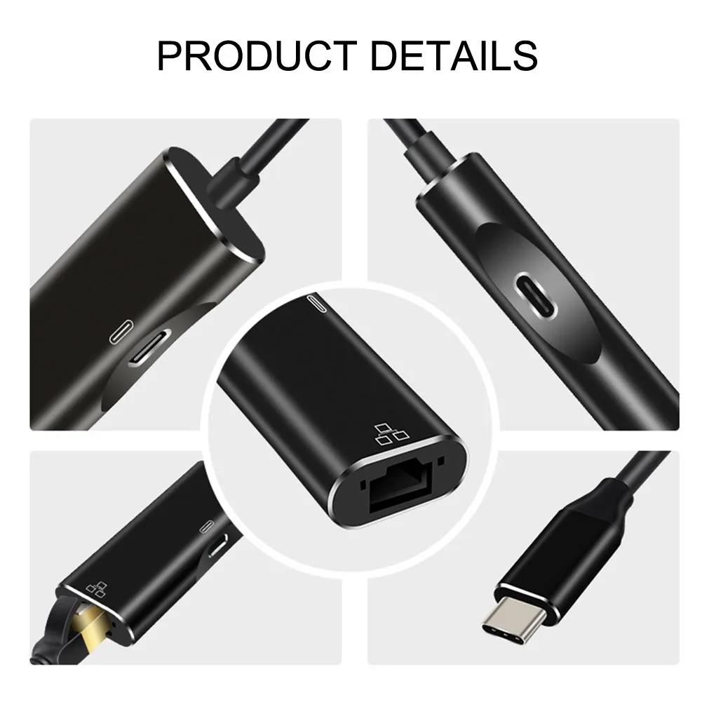 

Ethernet Adapter Wired Network Card Hub Stable Portable Computer Gigabit Office Aluminium Alloy High Speed USB C To RJ45 Game