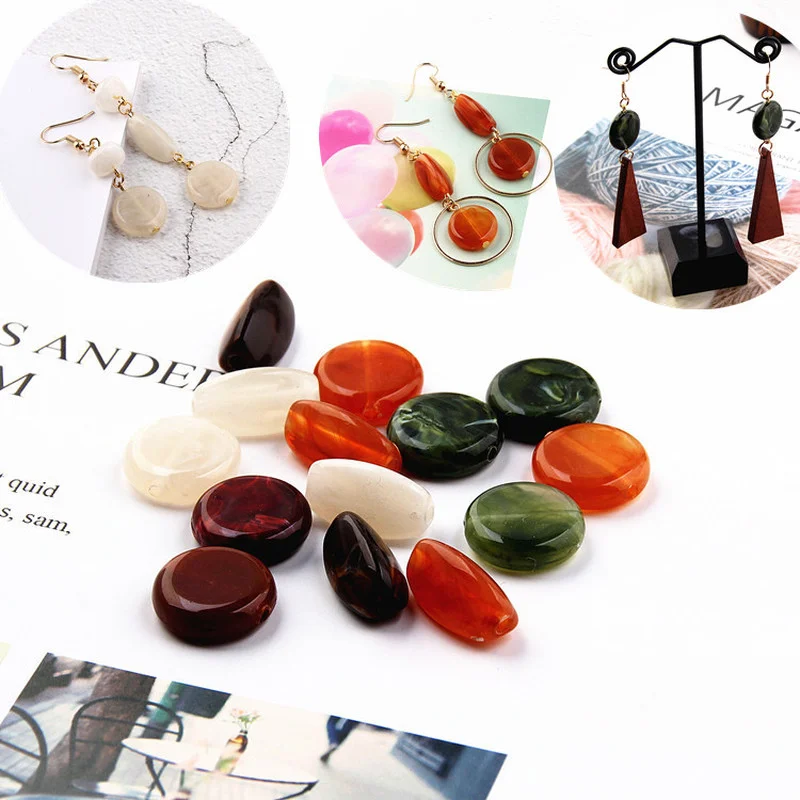 

Korean color simulation jade natural stone beaded DIY handmade earrings earrings earrings matching materials