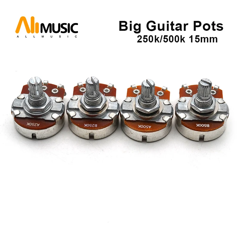 

50pcs A250K/B250K/A500K/B500K Split Shaft 15mm Guitar Volume Tone Pots Potentiometer for ELectric Guitar Bass