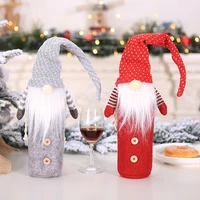 santa claus red wine bottle cover bags xmas dress for water bottle santa claus woven bottle cap clothes kitchen table decoration
