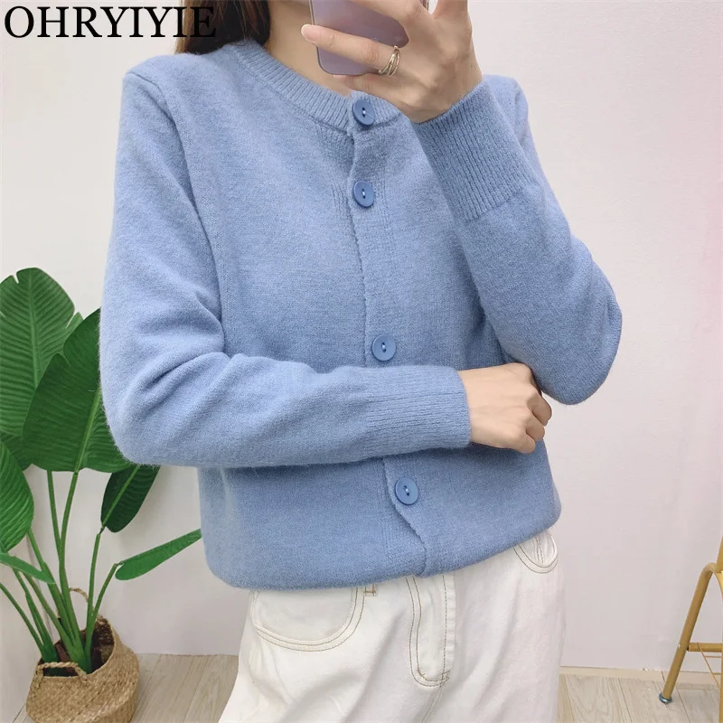 

2021 Autumn New Cardigan Women's Clothing Korean College Style Sweaters Cardigans Knit Coat Long Sleeve Solid Sweater Tops Jumpe