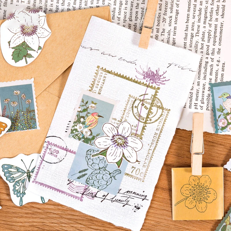 

46pcs Butterfly Green Plants Stickers Mini Japanese Stick Label Diy Scrapbooking Flakes Journal Album Stationery