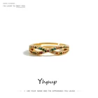 Радужный Цирконий кольца Yhpup с бантом для женщин и девушек, милое медное ювелирное изделие высокого качества с настоящим золотом вечерние подарок на день рождения
