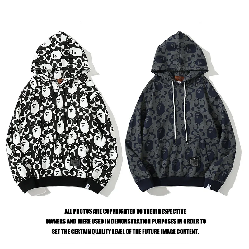 

100% Cotton New Trendy Brand BAPE Joint Camouflage Ape Head Men Women Pullover Sweatshirt Long Sleeve Zipper jacket