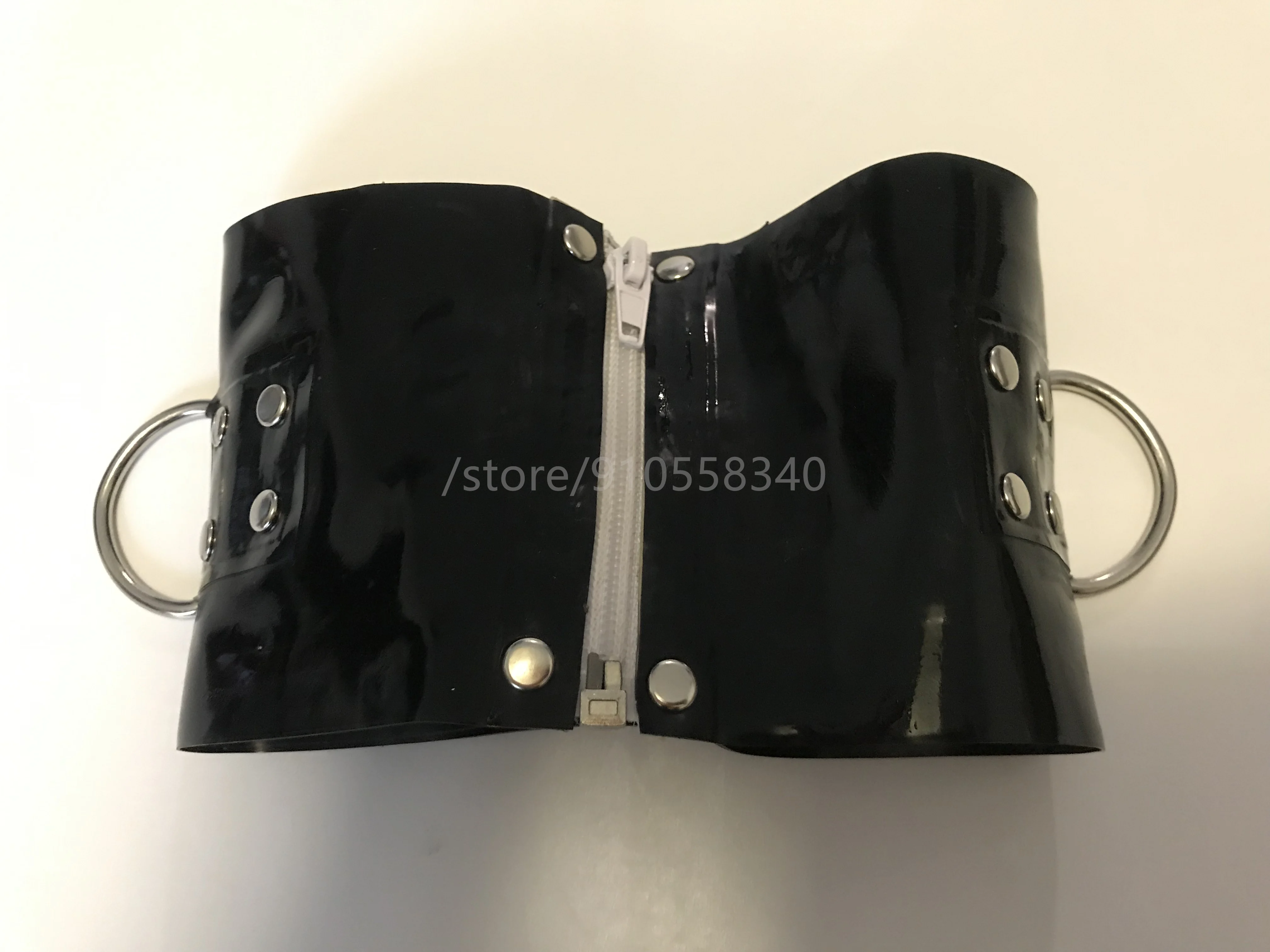 Соблазнительный черный латексный шейный корсет воротник с застежкой-молнией