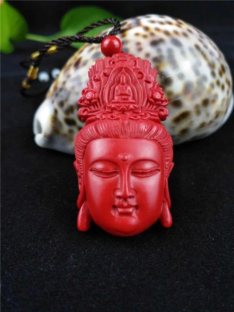 Китайские натуральные красные бриллианты ожерелье бодхисаттвы кулон для мужчин