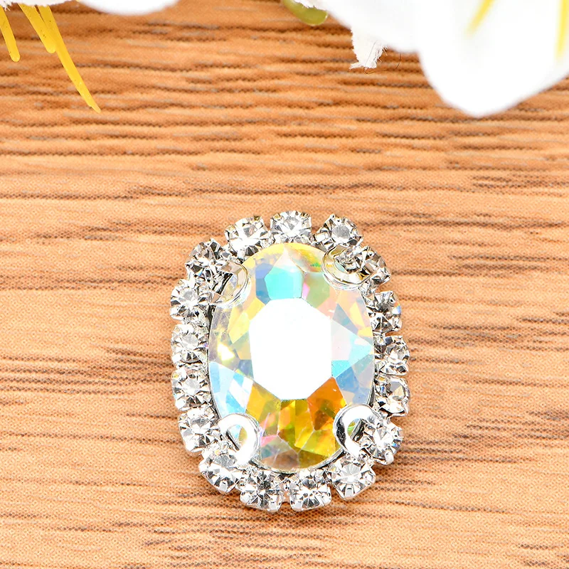 

10pcs New Oval Claw Drill Loose Bead Glass Drill Crystal Clasp DIY Claw Chain Edge Four-hole Hand-sewn Drill Decoration