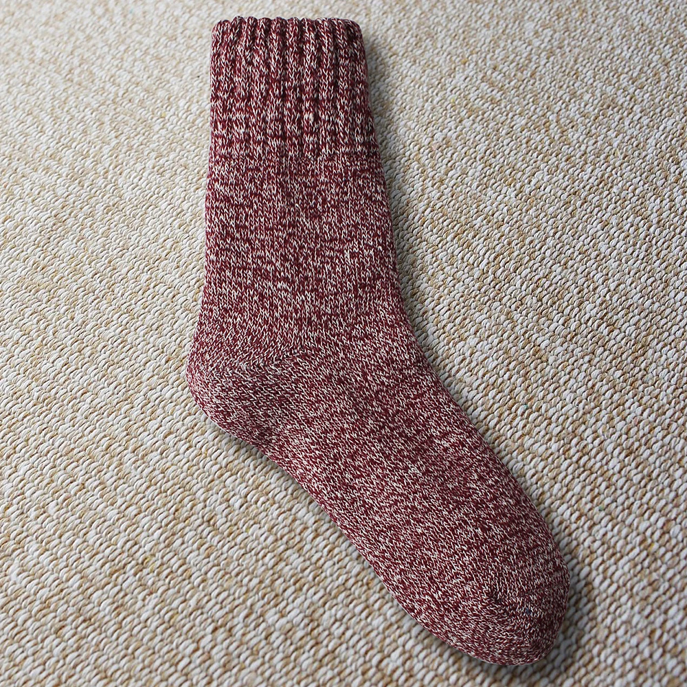 Однотонные женские носки простые зимние шерстяные толстые теплые дышащие