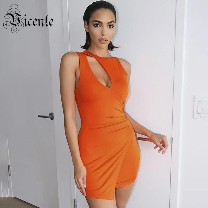 

Новое модное оранжевое мини-платье VC, пикантное Бандажное платье с драпировкой и вырезом для ключа, для вечерние НКИ, клуба, знаменитости