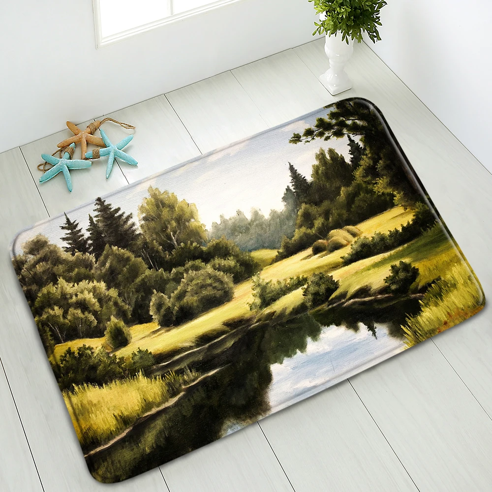 

Natural Scenery Bathroom Bath Mat Non-Slip Bedroom Bedside Kitchen Floor Pad Hallway Water Absorption Carpet Home Decor Cheaper