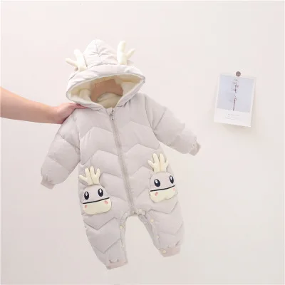 

New Deer Baby Winter Snowsuit Plus Velvet Thick Baby Boys Jumpsuit 0-3 Years Newborn Romper Girl clothes Overalls Toddler Coat