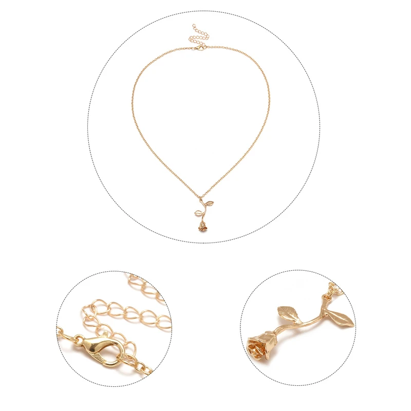 

Ailodo Red Rose Pendant Necklace For Women Gold Color Long Chian Statement Necklace Collier Fashion Jewelry Girls Gift 20FEB11