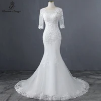 elegant appliques half sleeve mermaid wedding dress wedding gowns marriage bride dress vestidos de novia robe de mariee