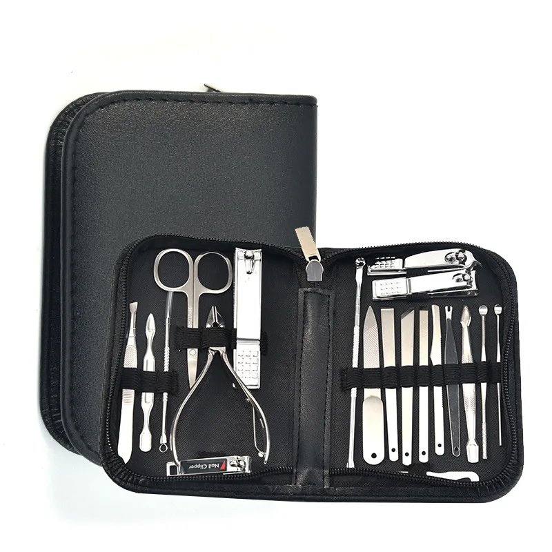 

20pcs Stainless Steel Nail Clipper Pedicure Manicure Set Skin Cuticle Remover Scissor Pusher Tweezer Nail File Nail Cutter Set