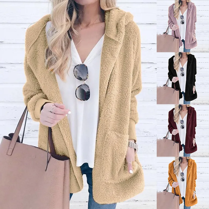 Винтажное Женское пальто из искусственного меха модные однотонные теплые