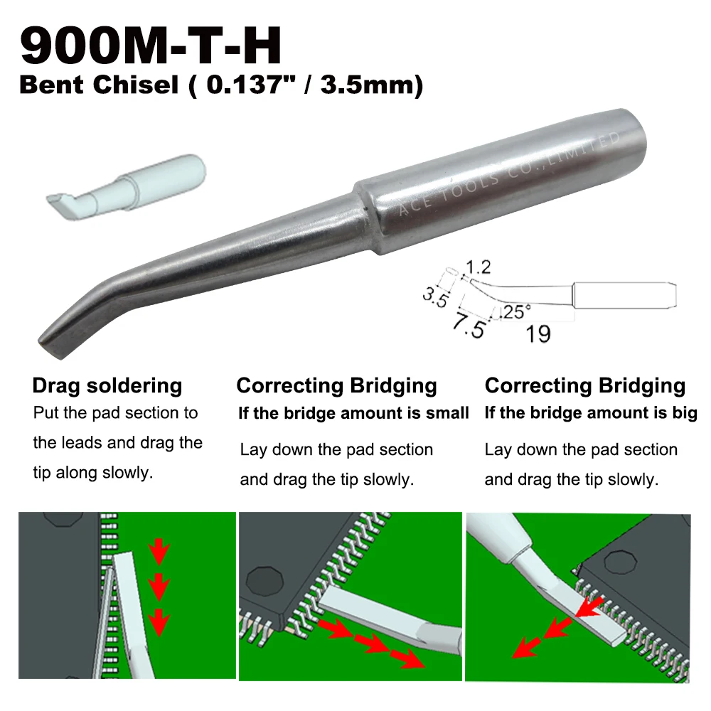 Наконечник для паяльника 900M-T-H изогнутый 3 5 мм Hakko 936 907 флейта Milwaukee 64-053 Yihua X-Tronics 3020