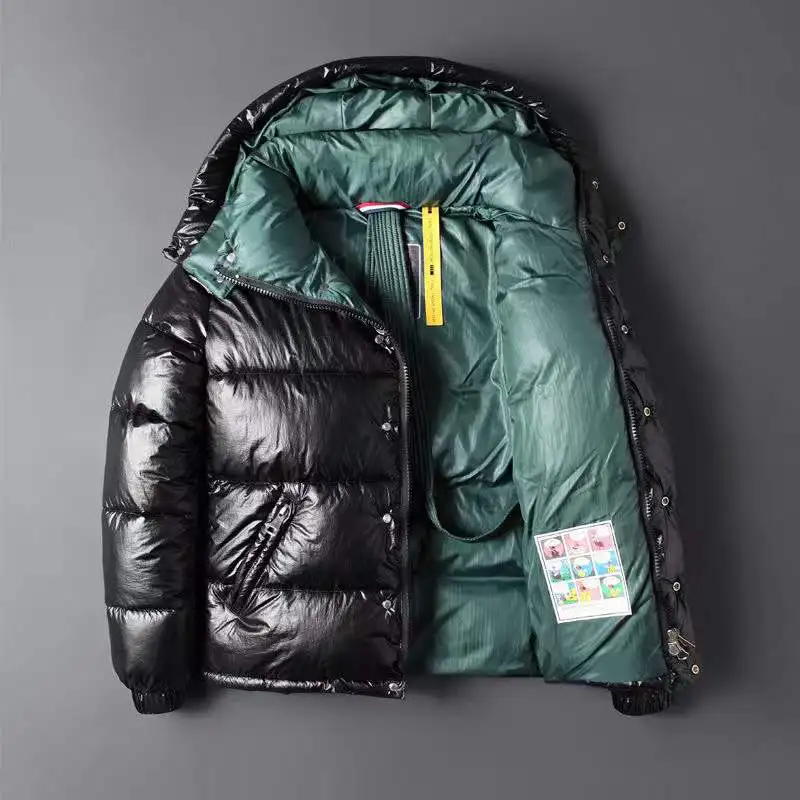 2022 New Brand Winter Men Bright Short Thick Down Padded Jacket Male Black With Hood Jacket Thick Men's Clothing M-3XL