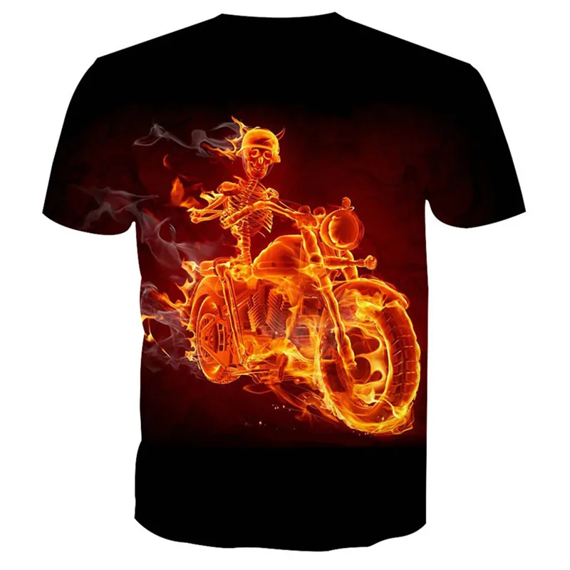 Забавная футболка с коротким рукавом и принтом черепа из мотоцикла | Мужская