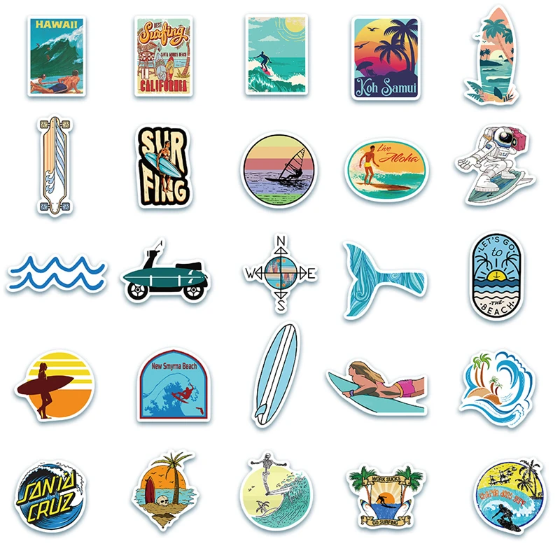 Pegatina de verano con grafiti para equipaje, tabla de Surf, port&aacute;til, bicicleta, tableta, botella de agua, 50 Uds.-3