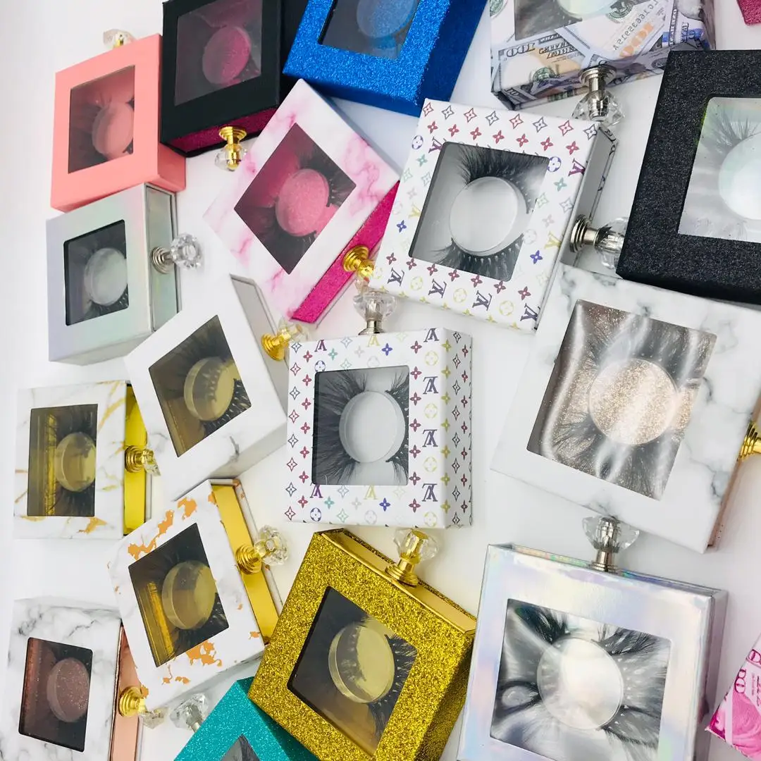 

2021 NEW Make up Wholesale Square False Eyelash Packaging Box Fake 3d Mink eyelashes Boxes colorful Fine flash Empty
