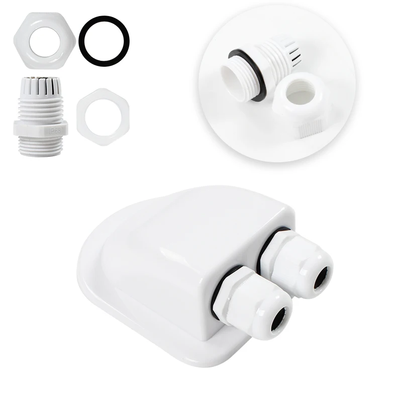 

Double Wire Entry Gland Box Solar Panel Roof Wire Entry Gland Box Cable Motorhome White Double Hole RV Yacht Car Accessories