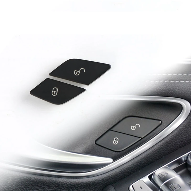 

2PCS Car Door Switch Lock Buttons Decoration Cover Trim for Benz W205 W213 X253 2015-2019
