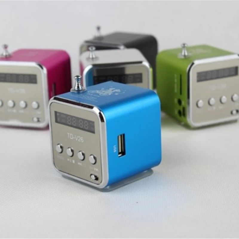 V26 Портативная Мини Поддержка SD TF Карты Микро USB Стерео Супер Басовая Колонка Радио Звуковая Панель Удлиненная Антенна Воспроизведение Видео AUX вкл.