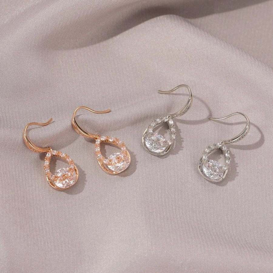 Женские серьги подвески с круглыми кристаллами|Серьги-кольца| |