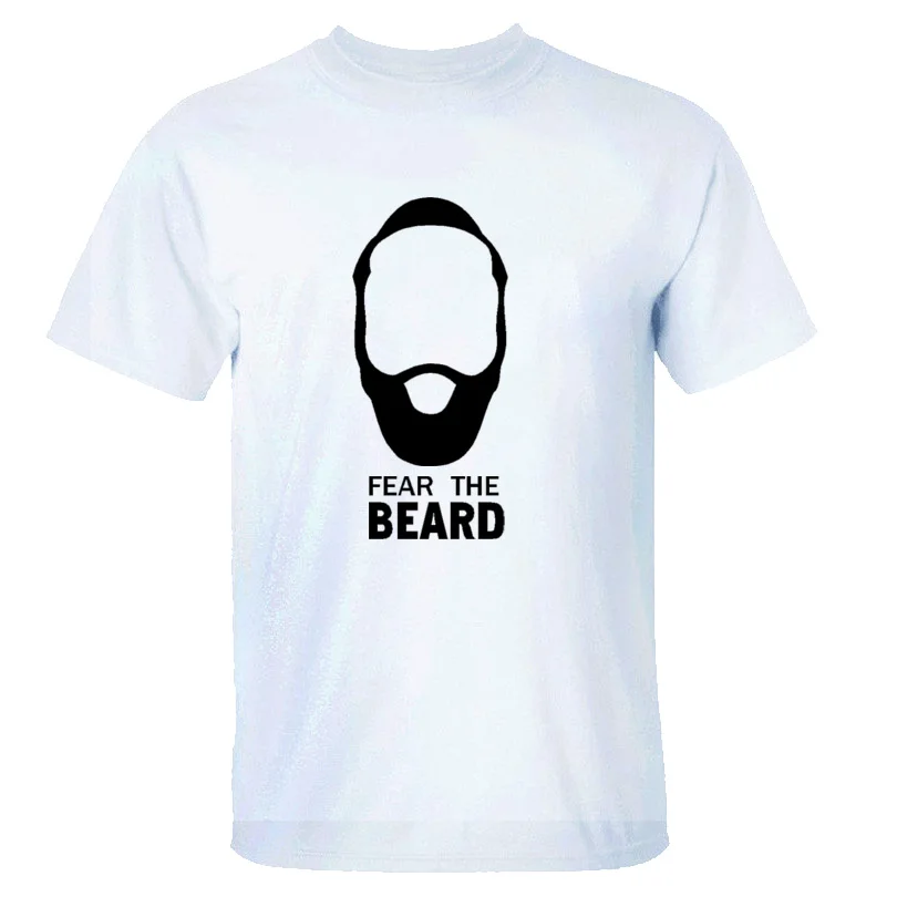Мужские хлопковые футболки с круглым вырезом и надписью «Star James Harden Fear the Beard» - Цвет: white black