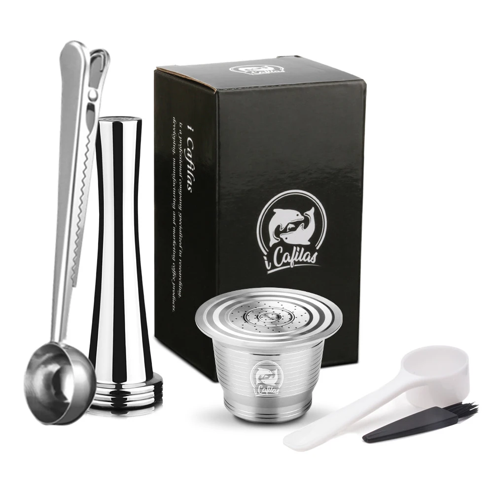 Capsule Tamper Spoon ICafilas фильтры для кофейных капсул из нержавеющей стали для Nespresso многоразовая кофейная чашка ложка многоразовые кронштейны - Цвет: Capsule Tamper Spoon