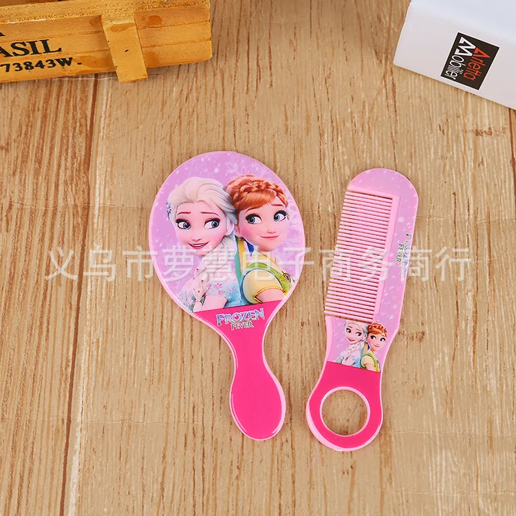 2 шт./компл. disney замороженные мультфильм дети зеркало+ расческа Кукла Эльза аксессуары девушка подарок на день рождения косметическая игрушка портативное детское зеркало