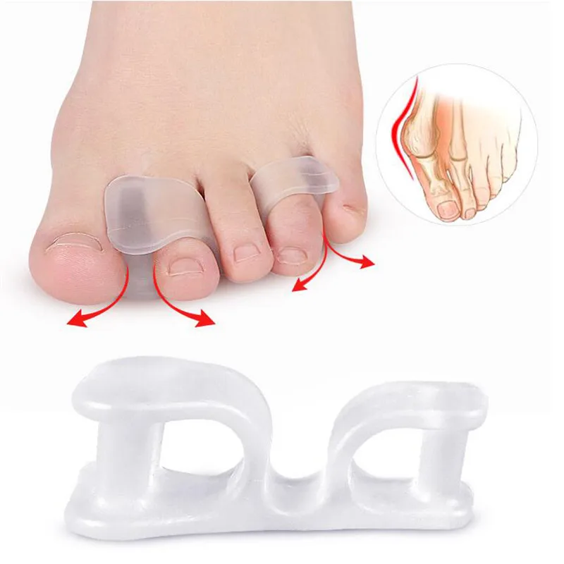 

2Pcs Big Toe Two Hole Thumb Valgus Toe Separator Silicone Gel Foot Fingers Protector Corrector Pedicure Foot Care Tool