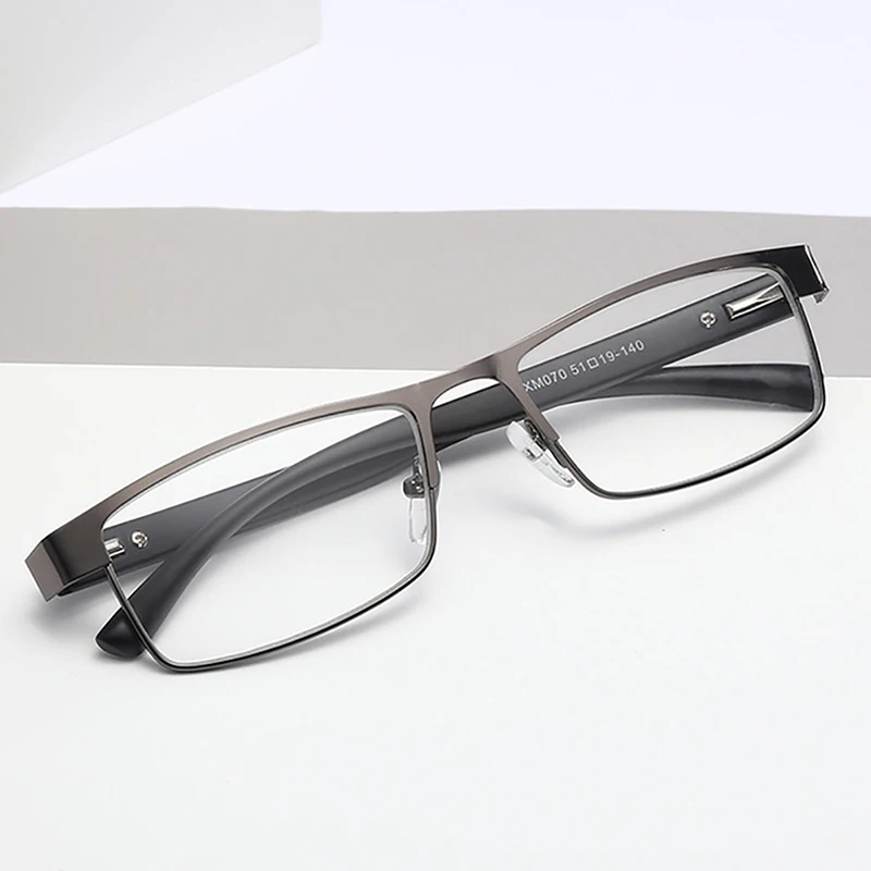 

Retro Metal Reading Glasses Vintage Blue Proof Eyeglasses Frame Square Optial Men's Glasses HD Male Glasses 2021 Diopter +3.5 +4