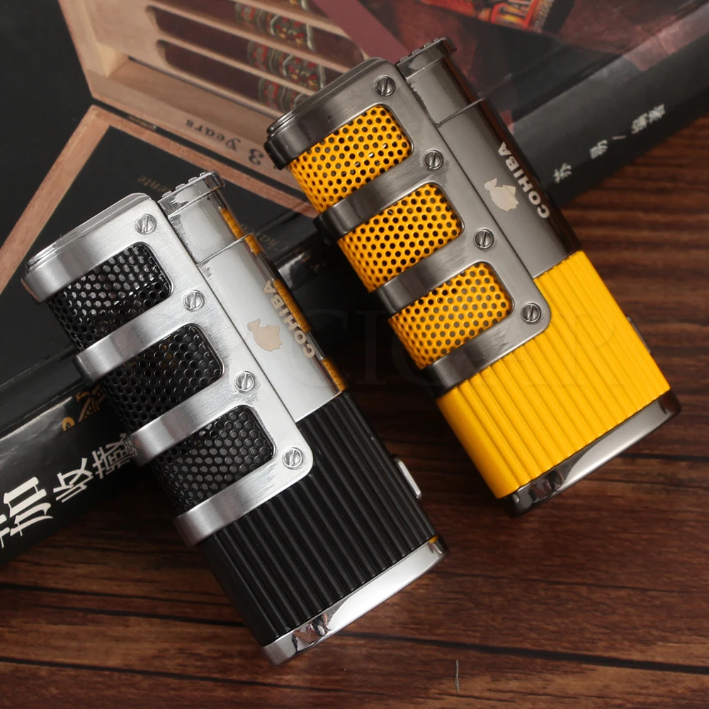 COHIBA 3 струйная Зажигалка для сигар ветрозащитная металлическая карманная