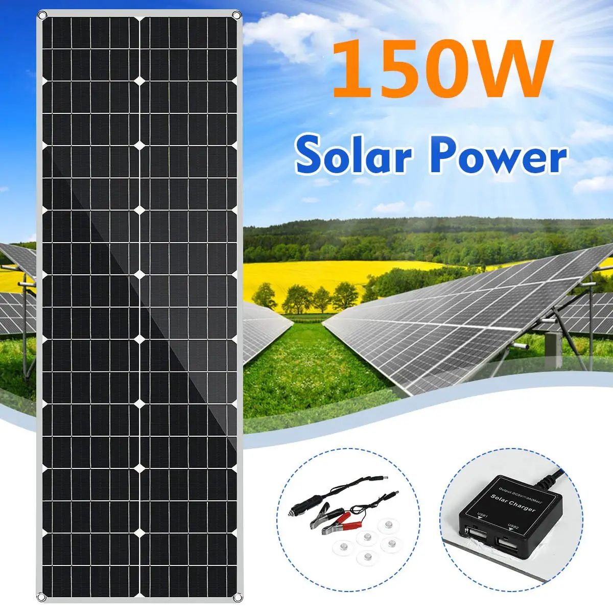 Скидка 300W 150W Панели солнечные 18V солнечных батарей PET Гибкая Панели солнечные комплект в сборе для домашняя система питания от солнечной энергии дл...