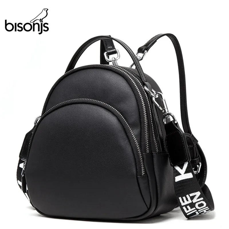 BISON DENIM многофункциональный женский рюкзак из натуральной кожи, женские сумки через плечо, брендовый маленький женский рюкзак, mochila feminina B1553