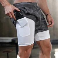camo running shorts men 2 in 1 double deck quick dry gym sport shorts fitness jogging workout shorts men sports short pants