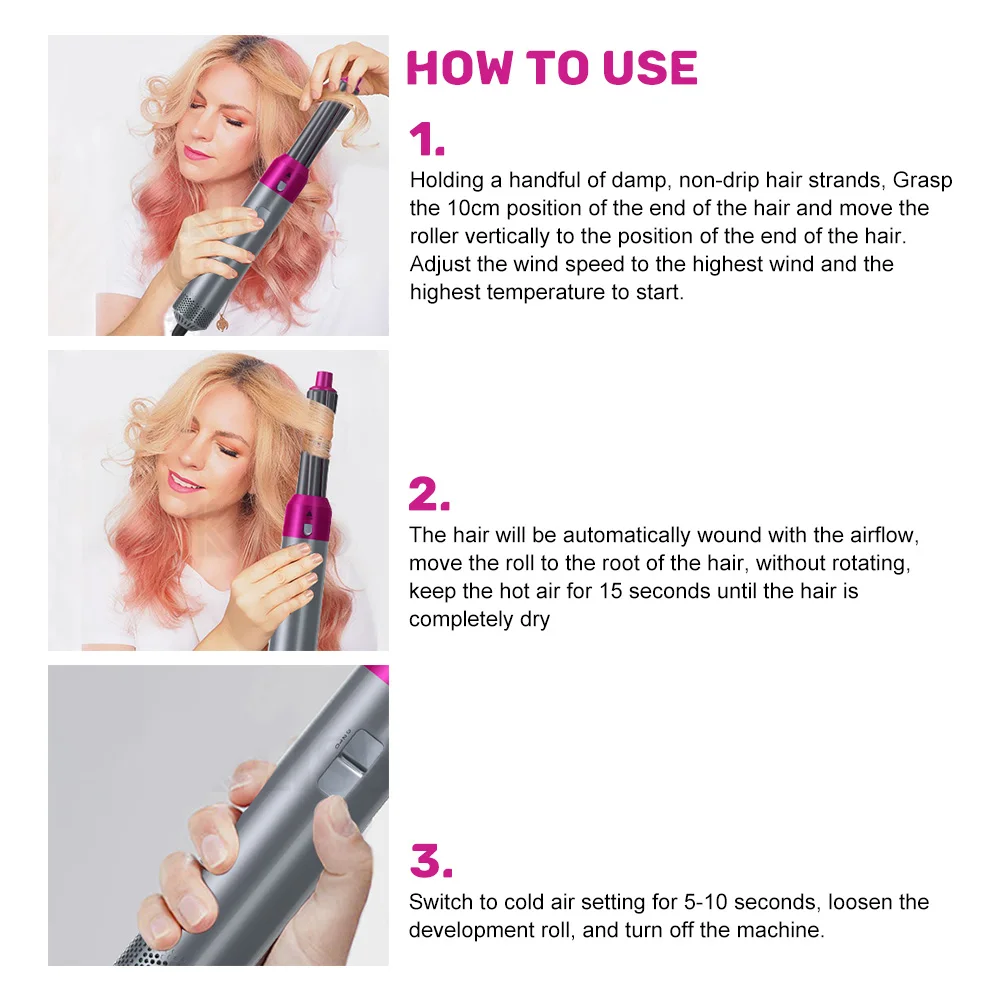 

5 In 1 Hair Dryer Brush Professional Hair Curler Curly Iron Electric Hair Straightener One Step Hair dryer Curler Styler Tools