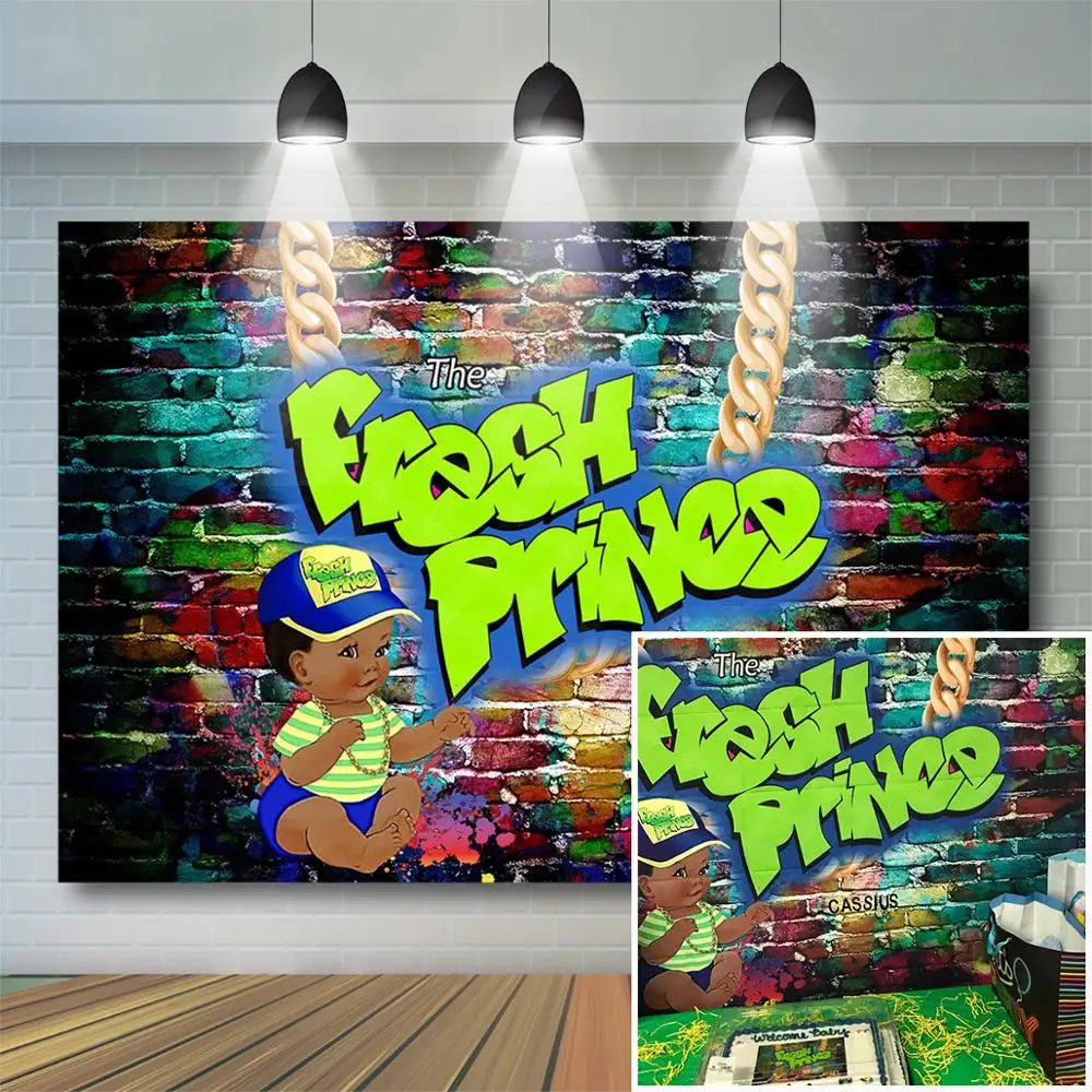 

The Fresh Prince Baby Shower Backdrop Graffiti Wall Hip Hop Background Throwback 90s Baby Shower Party Banner