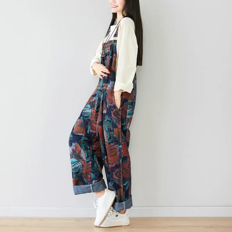 Джинсовый комбинезон с широкими штанинами размера плюс женский джинсовый на