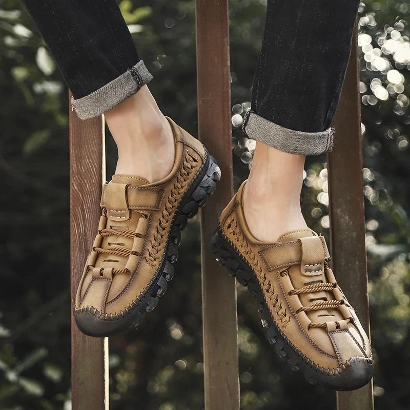 

Misalwa Breathable Classic Men Loafers PU Leather Casual Summer Men Flats Work Handmade Office Shoes Lightweight Big Size 38-48