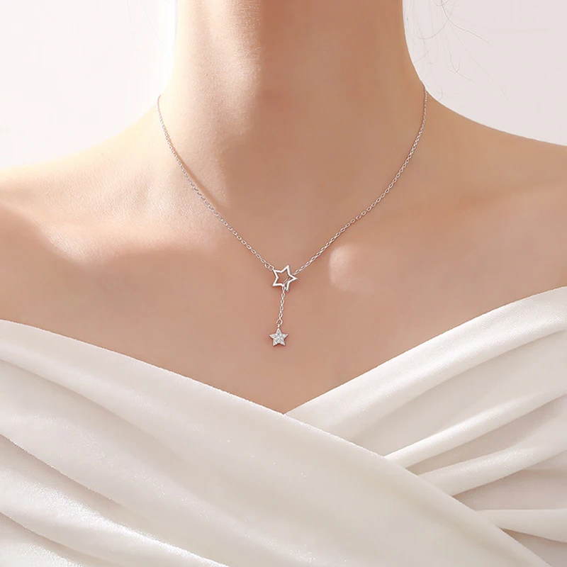 

BOAKO Ins Star Moon Necklace For Women 2020 Fashion Jewelry Necklace Charms Chains For Jewelry Choker Bijoux Femme #Hh