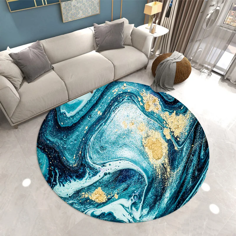 Marbling Pattern Round Carpet Lotus Chair Floor Mat Soft Carpets for Living Room Anti-slip Rug Bedroom Decor | Дом и сад